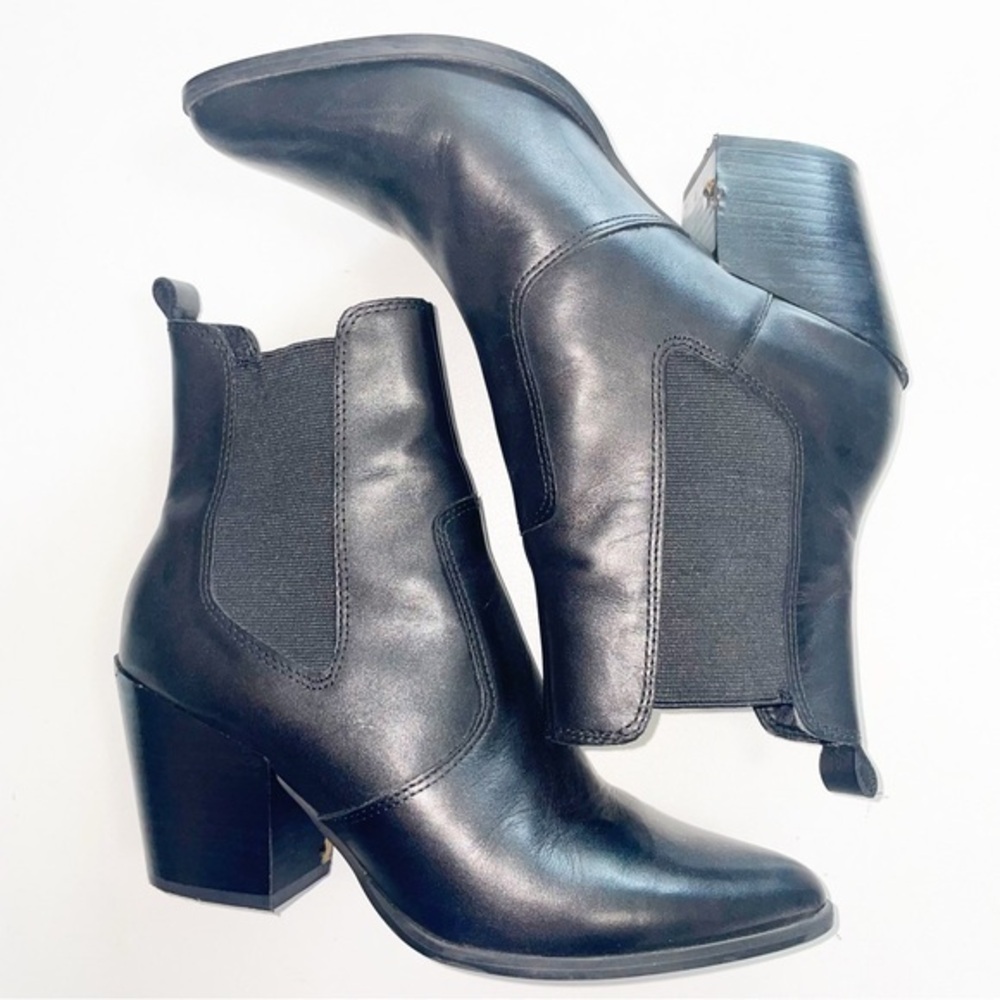 Steve Madden Black Patricia Chelsea Ankle Boots with Chunky Heel